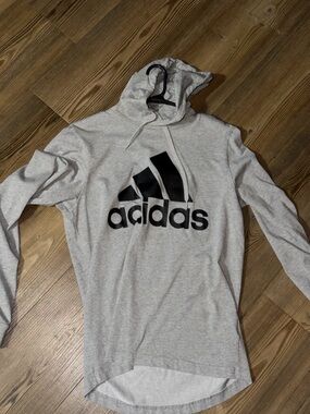 adidas Light Gray Shirt with Black Logo and Red Accent